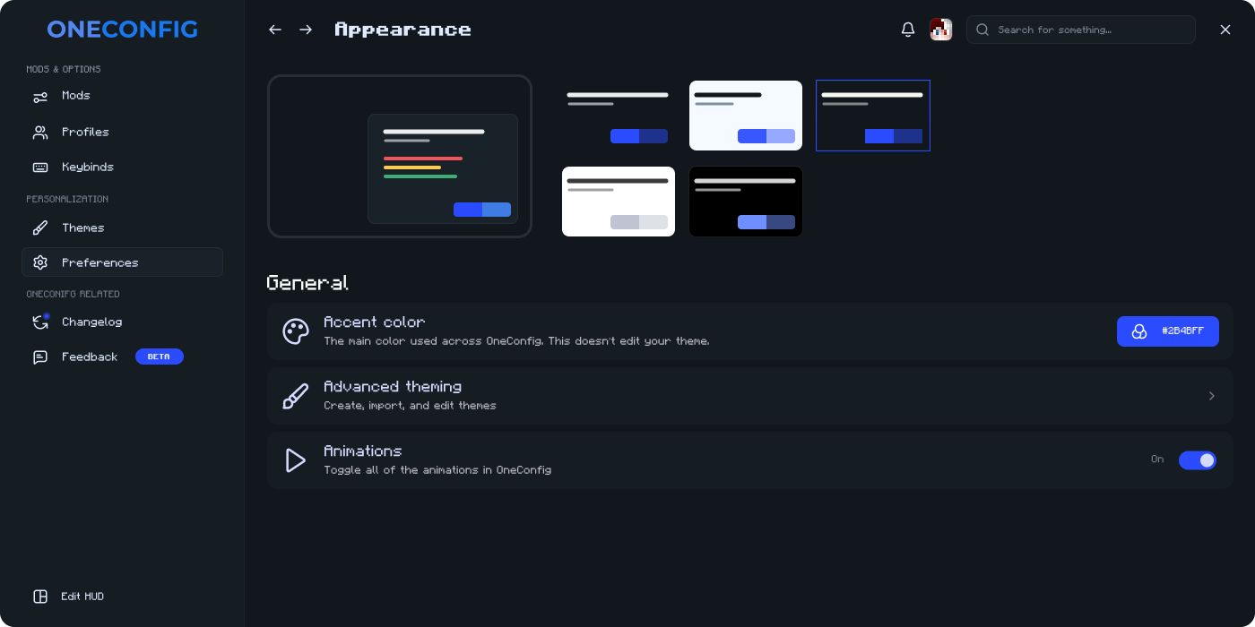 OneConfig Minecraft Theme